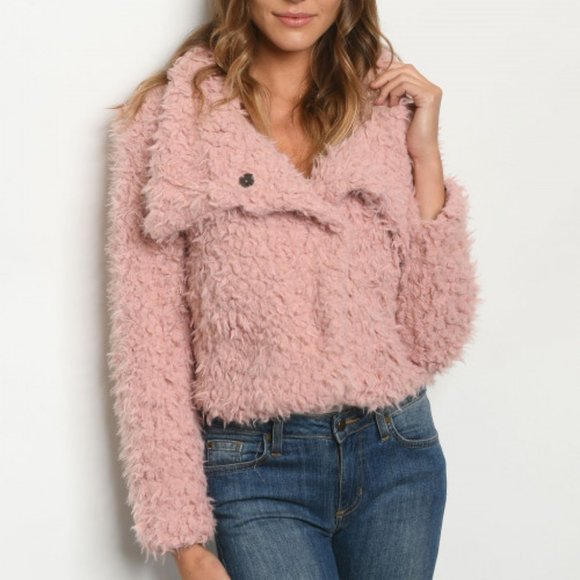 Trend Setter Diva Boutique Jackets & Blazers - LAST 1! MAUVE SHERPA SHAGGY JACKET